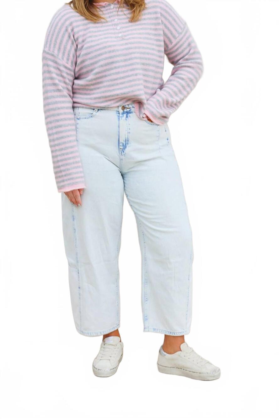 NEW MIOU MUSE the bubbly barrel jeans in light blue